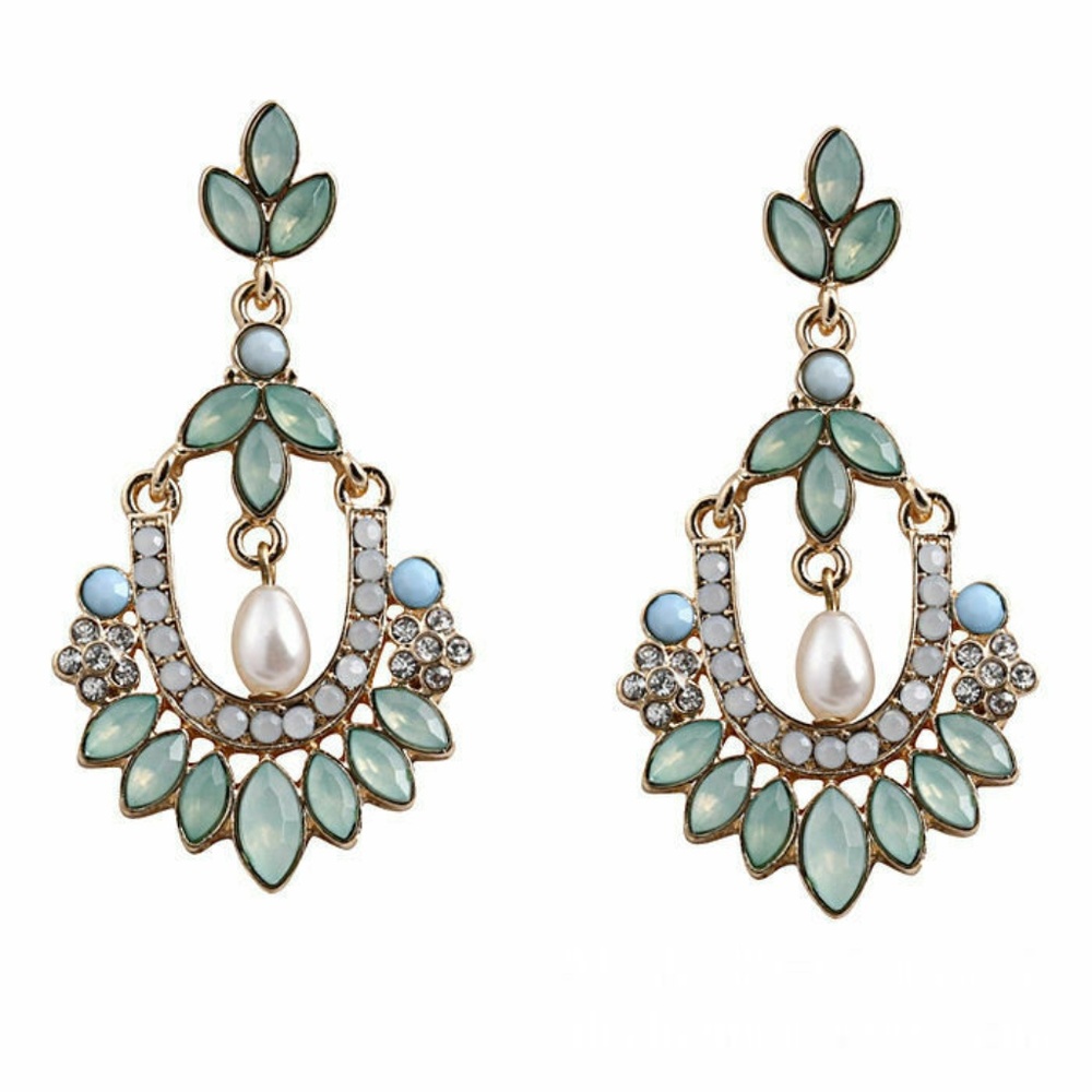 Chandelier Opal Stone crystal dangle earri…